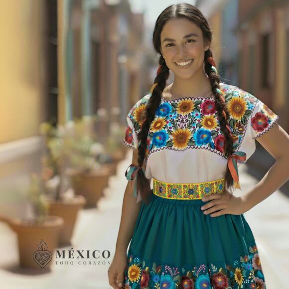 Mexican Folkloric belt day of the dead 5 de Mayo colorfull mexico todo corazon - Picture 5 of 8